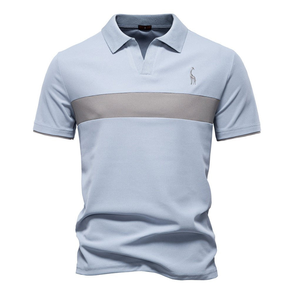 Men's Short Sleeve Polo Shirt with Striped Embroidery - Harren Cole