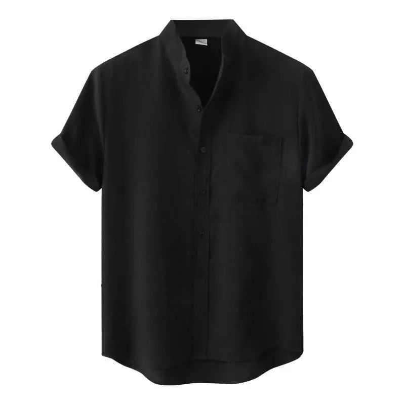 Airy Summer Shirt with Stand - up Collar for Men - Harren Cole