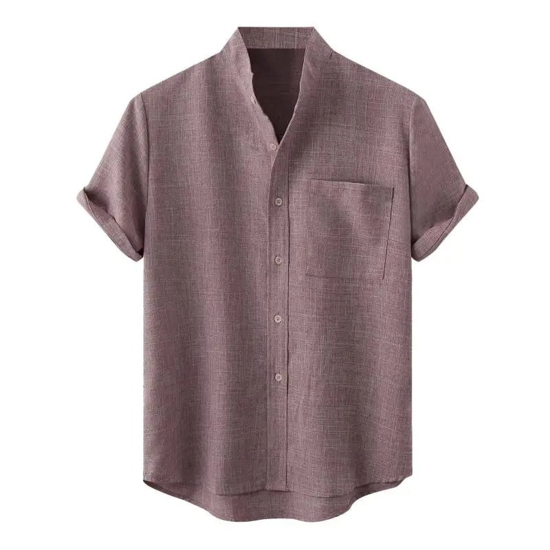 Airy Summer Shirt with Stand - up Collar for Men - Harren Cole