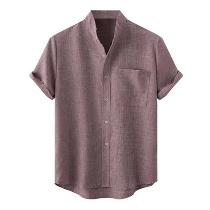 Airy Summer Shirt with Stand - up Collar for Men - Harren Cole