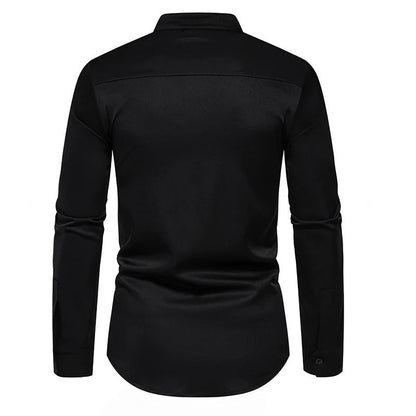 Asymmetrical Mandarin Collar Shirt - Harren Cole