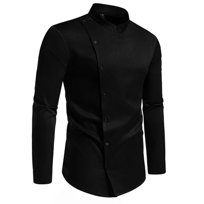 Asymmetrical Mandarin Collar Shirt - Harren Cole