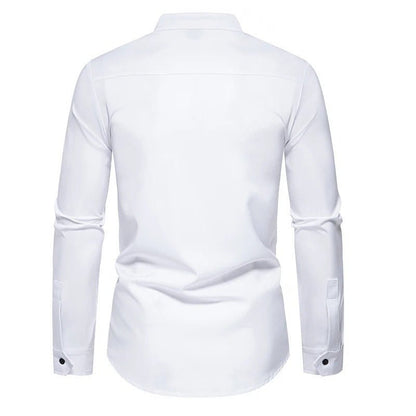 Asymmetrical Mandarin Collar Shirt - Harren Cole