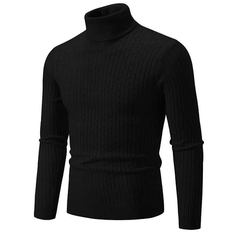 Cable Knit Turtleneck Sweater for Men