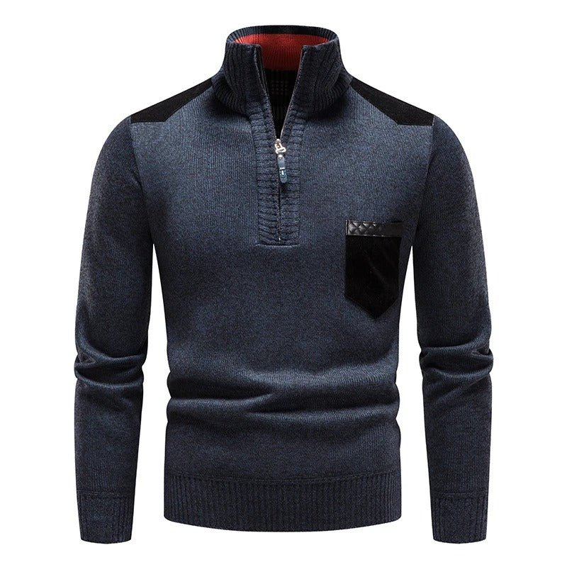 Classic Knitted Sweater with Front Zipper - Harren Cole