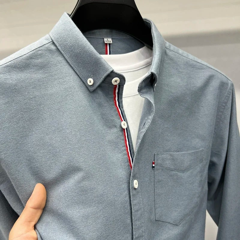 Classic Oxford Shirt with Accent Stripes - Harren Cole