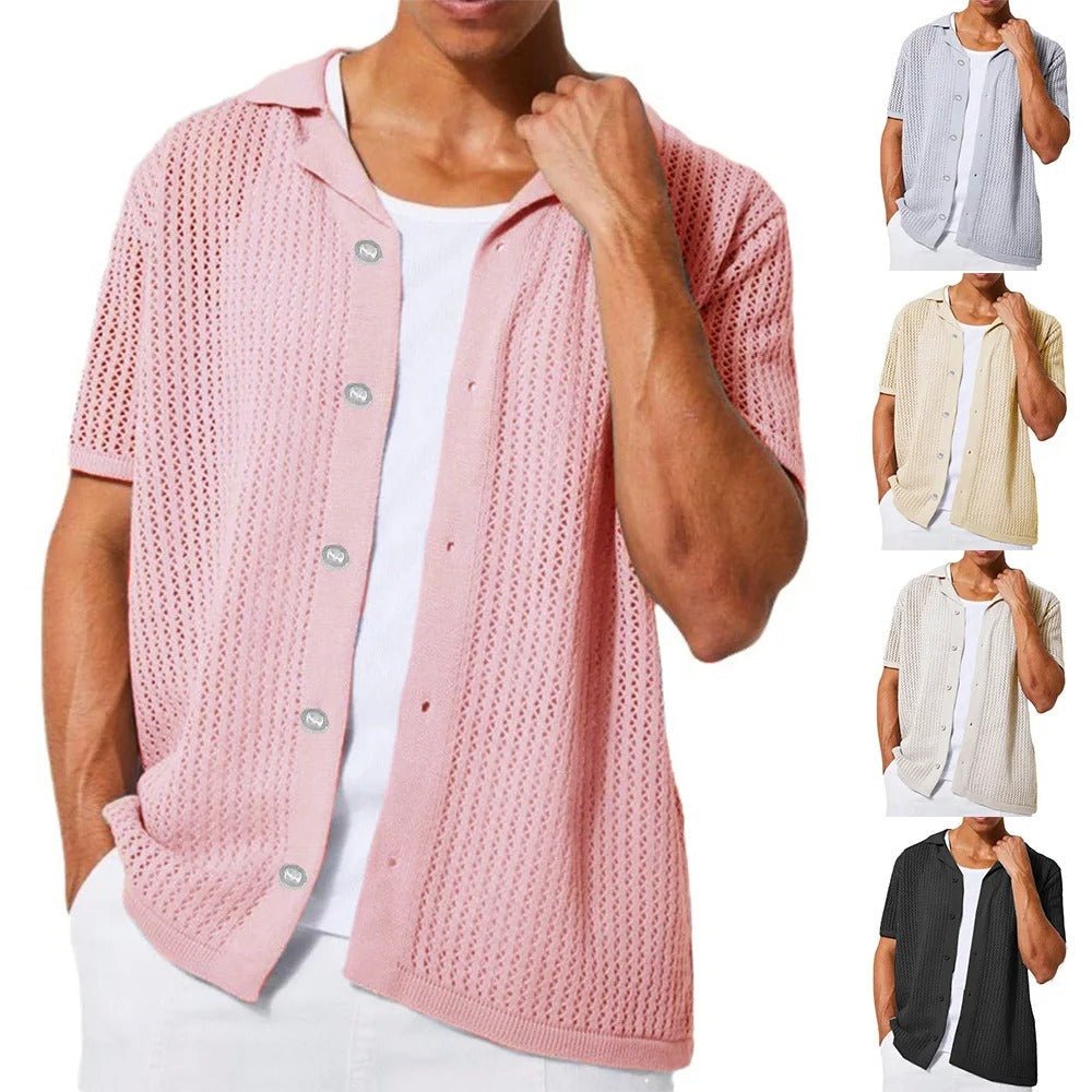 Crochet Button Placket Airy Shirt - Harren Cole