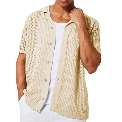 Crochet Button Placket Airy Shirt - Harren Cole