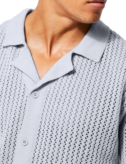 Crochet Button Placket Airy Shirt - Harren Cole