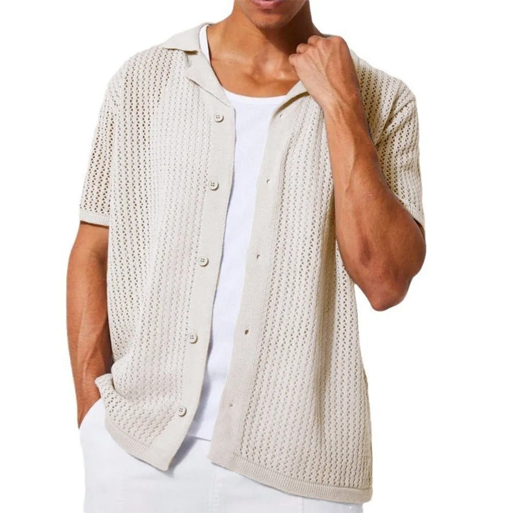 Crochet Button Placket Airy Shirt - Harren Cole