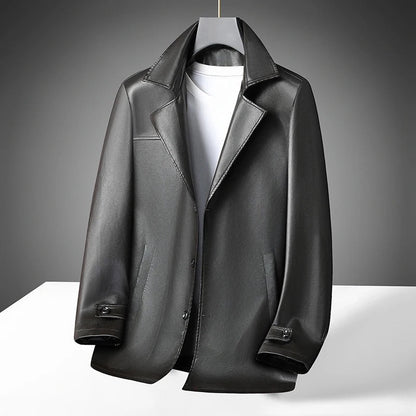 Elegant Faux Leather Coat - Harren Cole