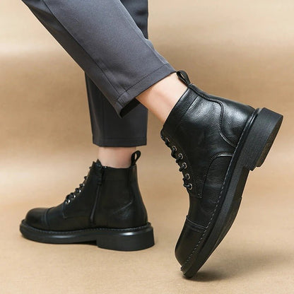 Elegant Lace - Up Boots with Side Zipper - Harren Cole
