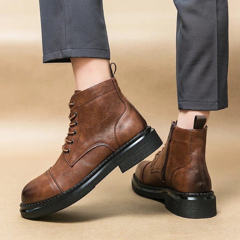 Elegant Lace - Up Boots with Side Zipper - Harren Cole