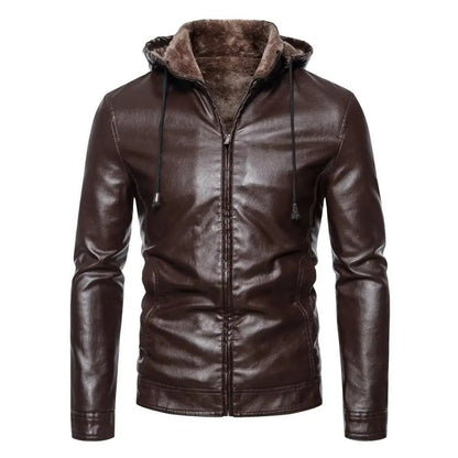 Faux Leather Hooded Jacket - Harren Cole