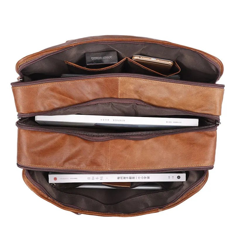 Genuine Leather Briefcase Shoulder Bag - Harren Cole
