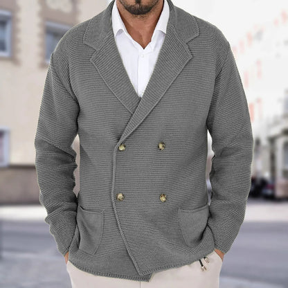 Men's Double-Breasted Knit Blazer Jacket