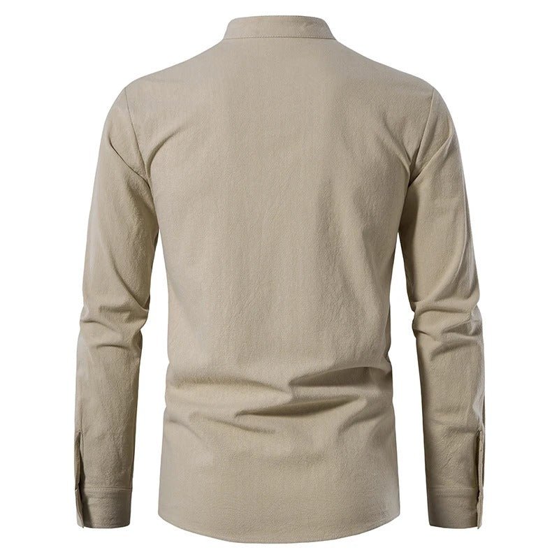 Lace - Up Shirt with Stand - Up Collar - Harren Cole