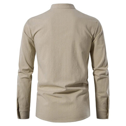 Lace - Up Shirt with Stand - Up Collar - Harren Cole