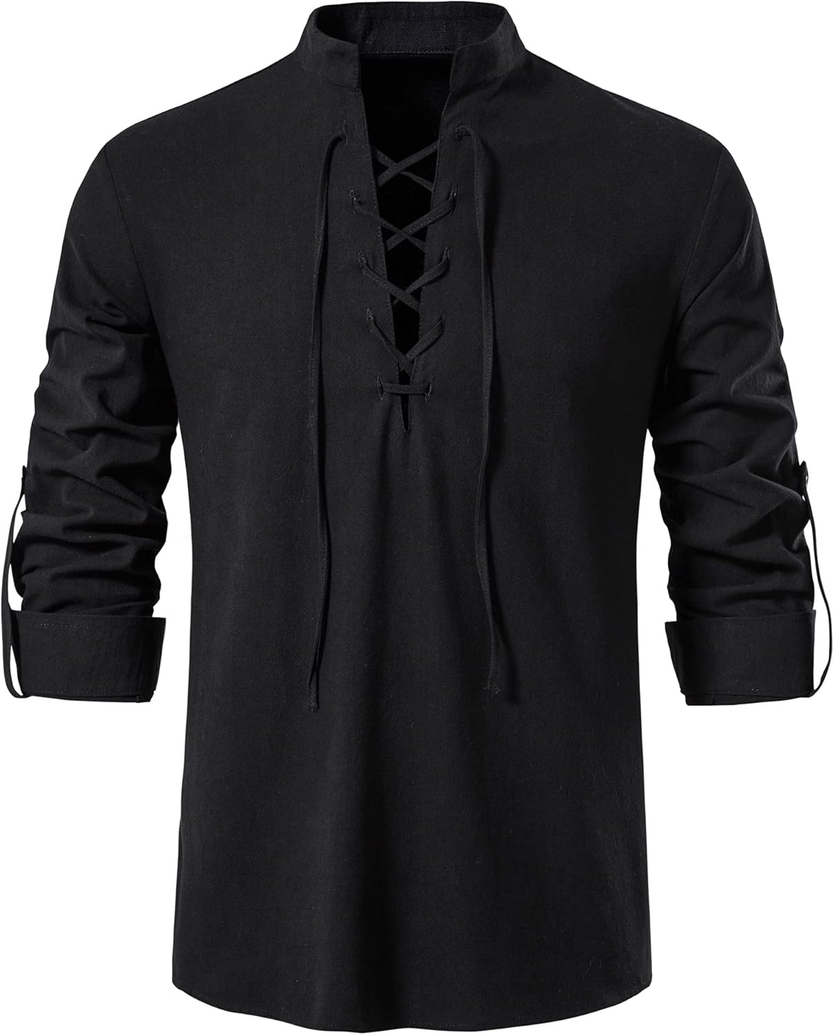 Lace - Up Stand Collar Shirt for Men - Harren Cole
