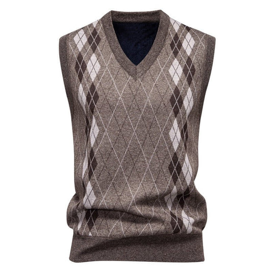 Men's Argyle V-Neck Knit Vest Cotton Blend - Harren Cole