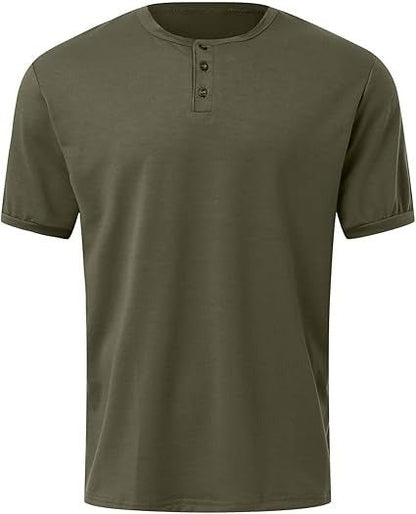 Men's Crew Neck Henley Shirt - Harren Cole