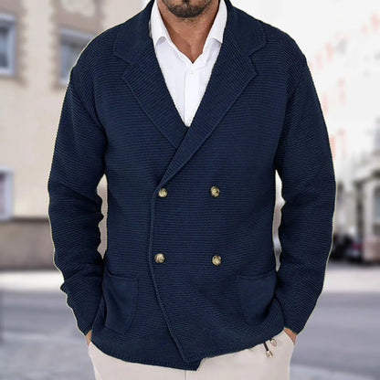 Men's Double - Breasted Knit Blazer Jacket - Harren Cole