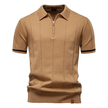 Men's Knitted Polo Shirt with Zipper Collar - Harren Cole