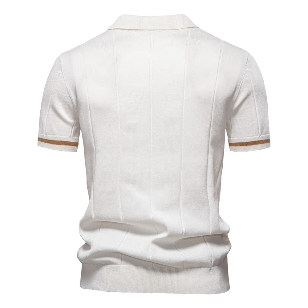 Men's Knitted Polo Shirt with Zipper Collar - Harren Cole