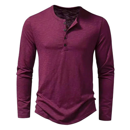 Men’s Long Sleeve Henley Shirt - Harren Cole