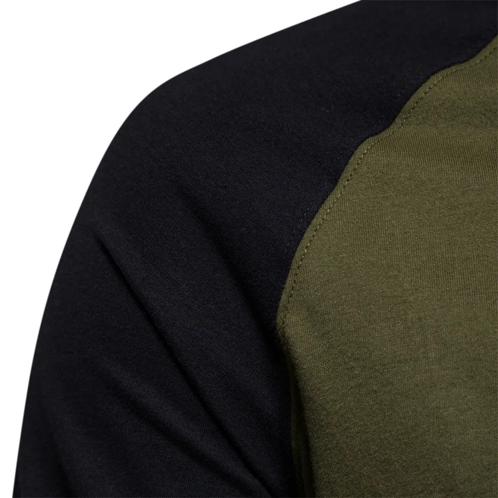 Men’s Long Sleeve Patchwork Crew Neck Shirt - Harren Cole
