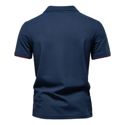 Men's Short Sleeve Polo Shirt with Striped Embroidery - Harren Cole