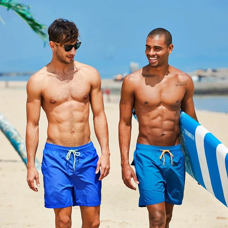 Men’s Solid Color Swim Shorts with Contrast Drawstring - Harren Cole