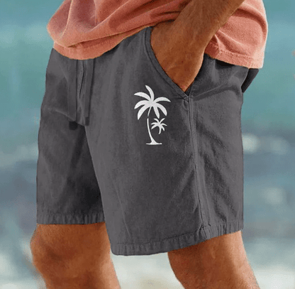Men’s Summer Shorts with Palm Tree Embroidery - Harren Cole
