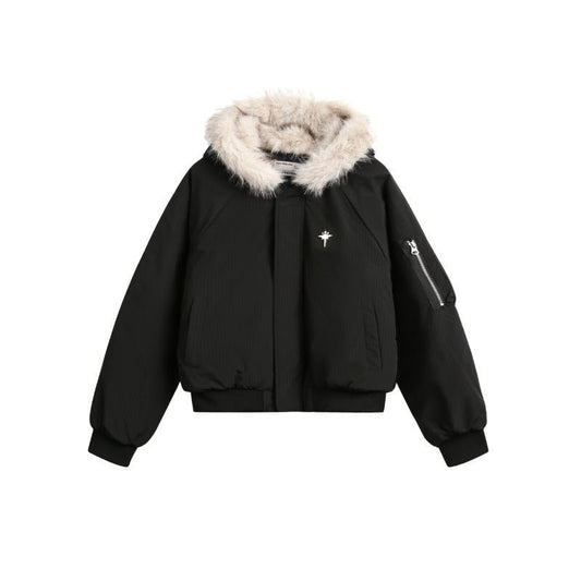Men’s Warm Bomber Jacket with Fur Hood - Harren Cole