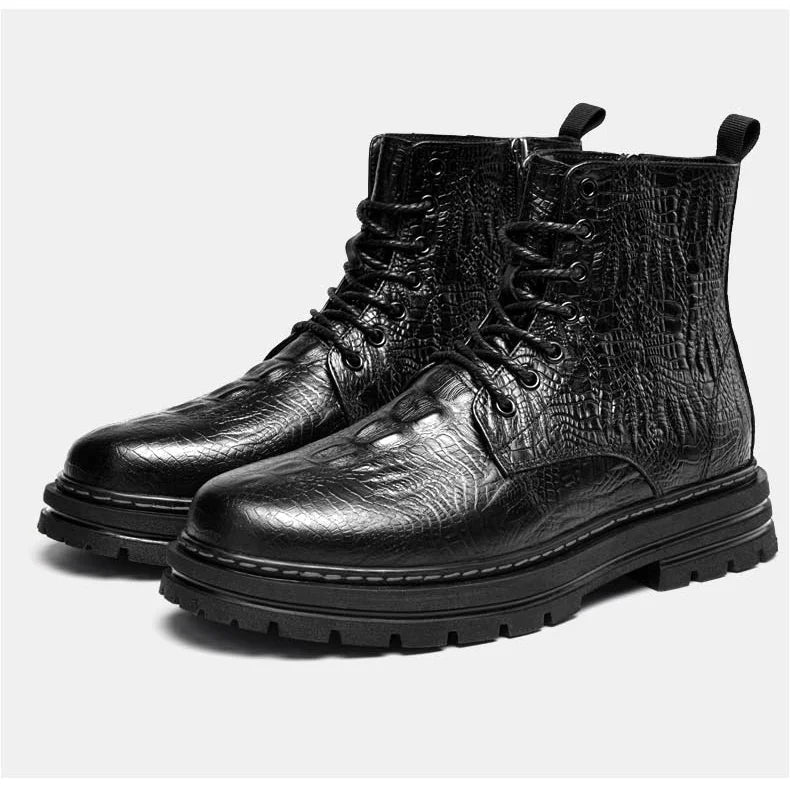 Men's Winter Boots with Crocodile Embossed Leather - Harren Cole