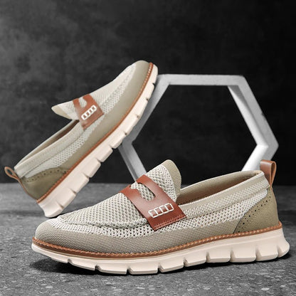 Mesh Penny Loafers With Leather Trim - Harren Cole