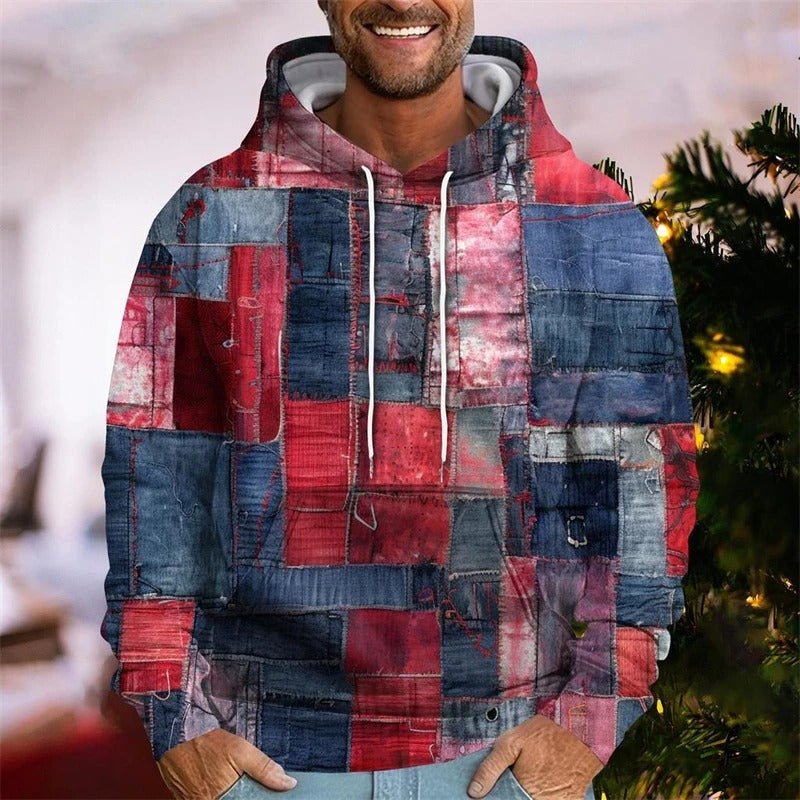 Patchwork Print Hoodie for Men - Harren Cole