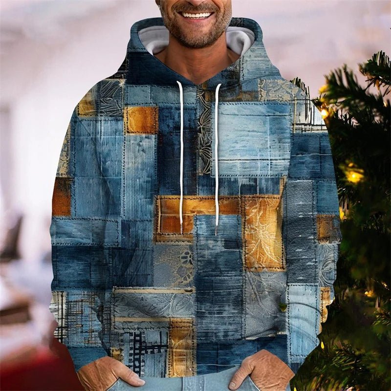 Patchwork Print Hoodie for Men - Harren Cole