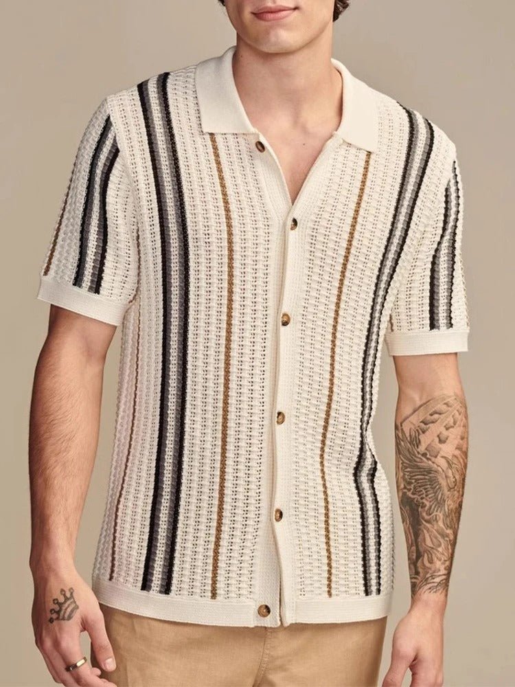 Retro Knit Shirt with Button Placket - Harren Cole