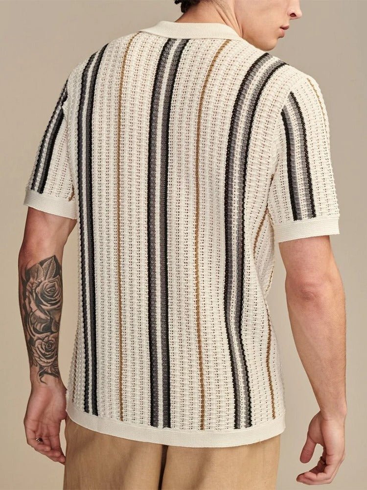 Retro Knit Shirt with Button Placket - Harren Cole