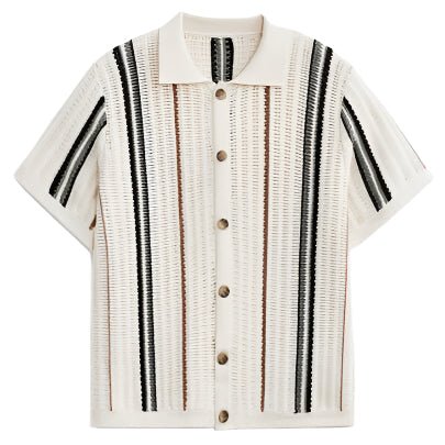 Retro Knit Shirt with Button Placket - Harren Cole