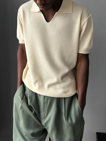 Ribbed Johnny Collar Polo Shirt - Harren Cole