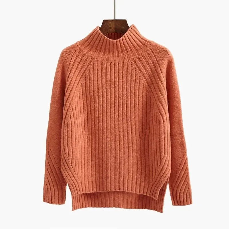 Ribbed Turtleneck Sweater Knit Pullover - Harren Cole