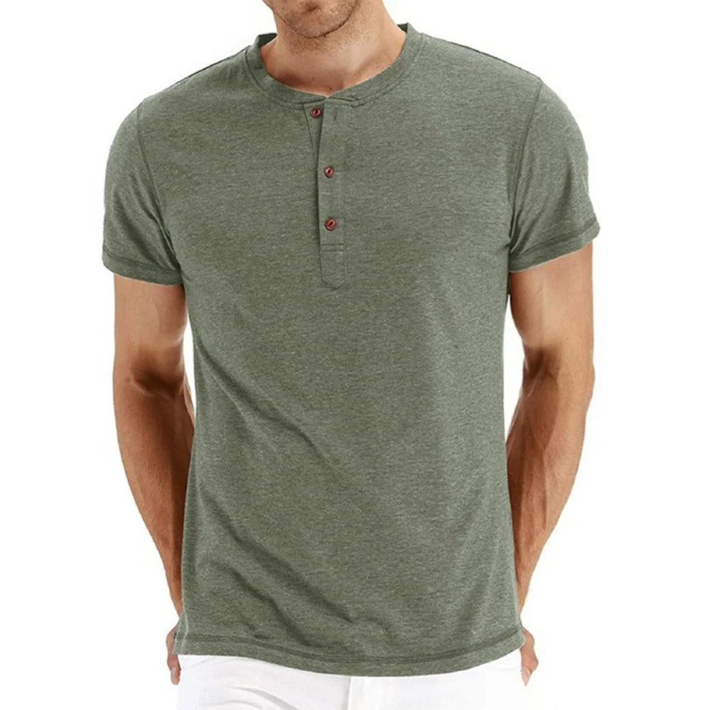 Slim Fit Cotton Henley T-Shirt - Harren Cole