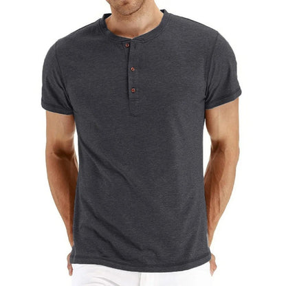 Slim Fit Cotton Henley T-Shirt - Harren Cole