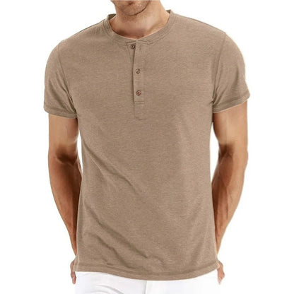 Slim Fit Cotton Henley T-Shirt - Harren Cole