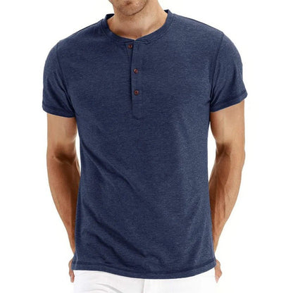 Slim Fit Cotton Henley T-Shirt - Harren Cole