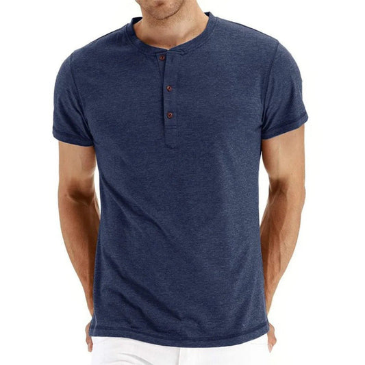 Slim Fit Cotton Henley T-Shirt - Harren Cole