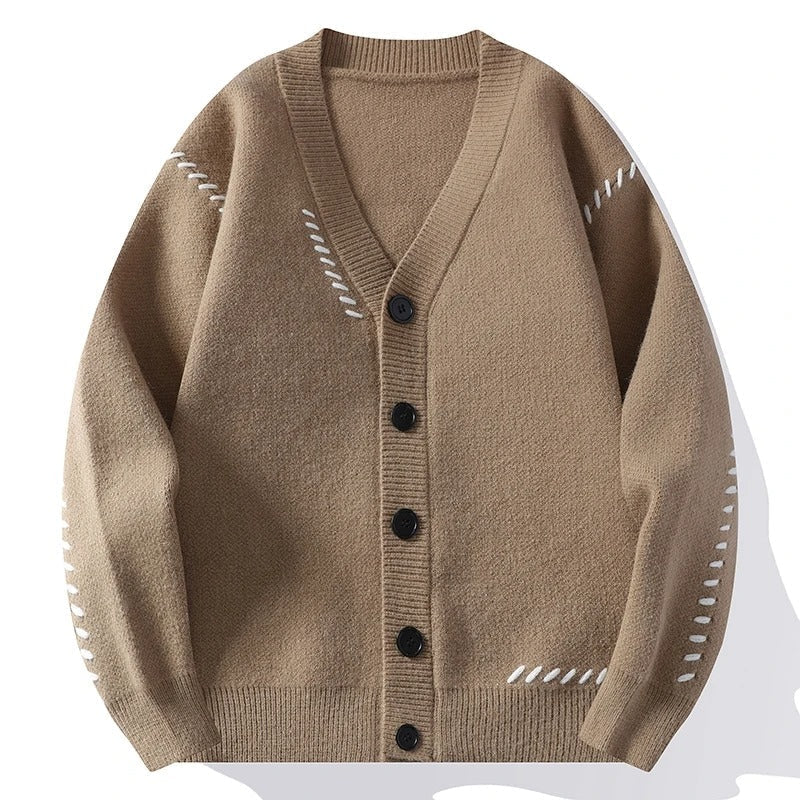 Soft Cardigan with Decorative Stitching - Harren Cole