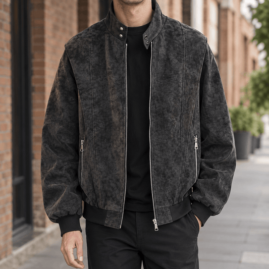 Stand Collar Relaxed Fit Woven Jacket - Harren Cole